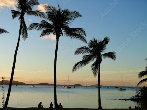 A view of Airlie Beach at sunset photo