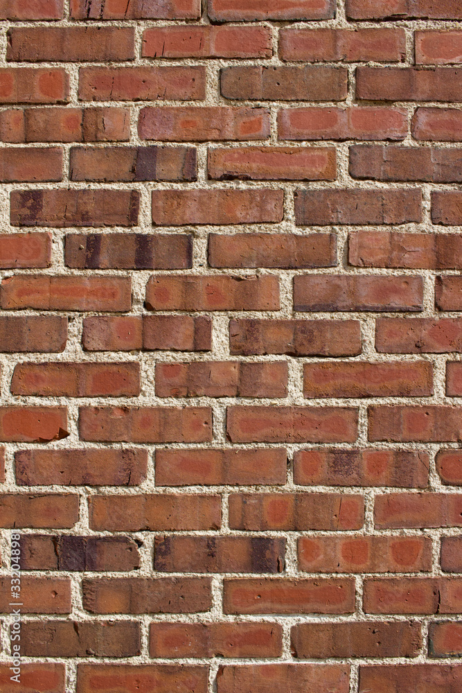 Fototapeta premium Shabby chic old brown and red brick wall texture with light colored mortar