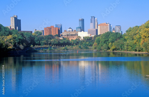 Morning view of Minneapolis skyline from Interstate 94  MN