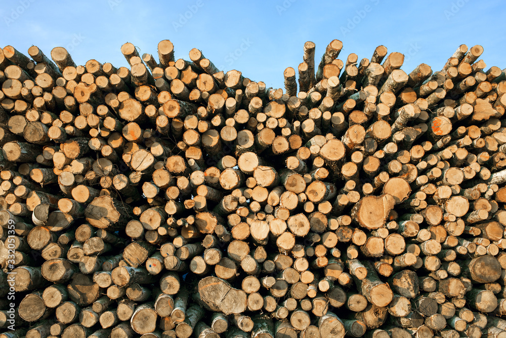 stack of wood piles trunks at transportation cargo train station composition stack of wood piles trunks at transportation cargo train station composition