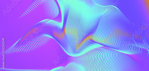 Abstract geometric background with holographic waves.