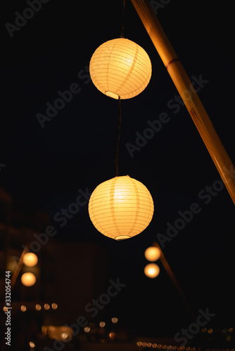 Outdoors warm light lamps, night lighting 