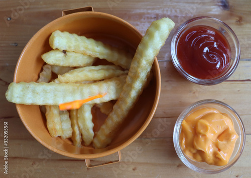 french fries and ketchup on plate