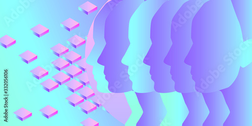 Silhouette of a head profile. Conceptual minimalist illustration of Artificial intelligence or Human Psychology.