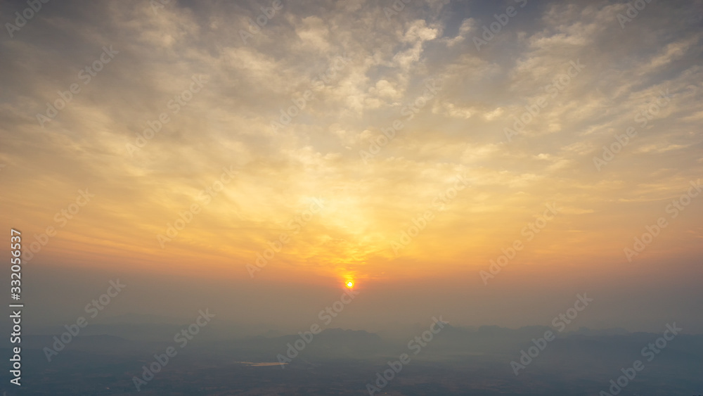 Golden hour sky and clouds landscape nature background