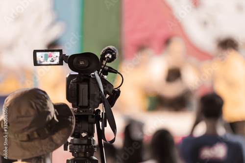 Professional digital video camera equipment on event broadcasting.