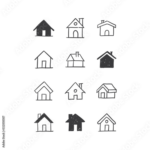 House doodle illustrations, hand drawn cute homes. Stay home campaign. #stayhome