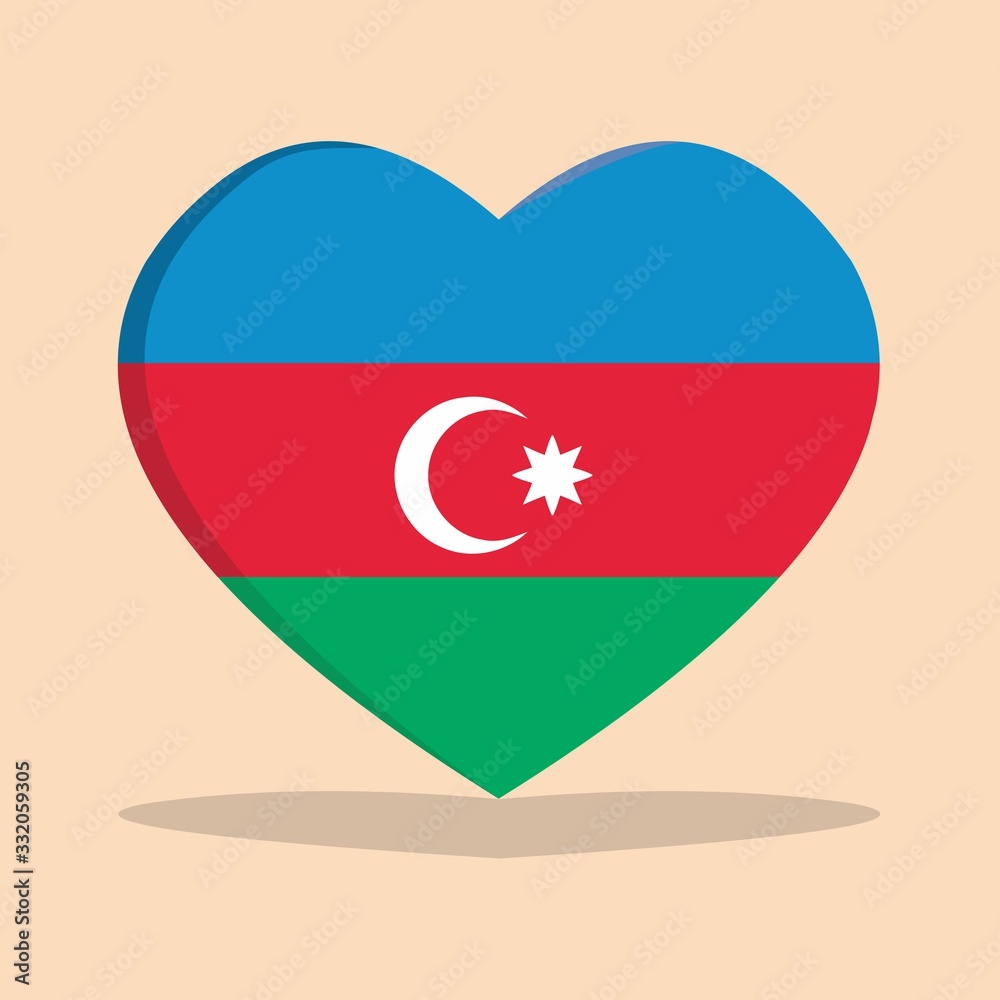 The national flag of azerbaijan love icon isolated on cream background vector illustration The national flag of azerbaijan love icon isolated on cream background vector illustration