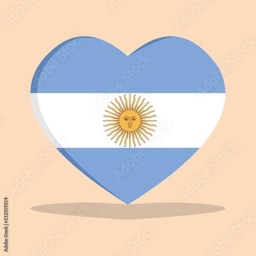 The national flag of argentina love icon isolated on cream background vector illustration