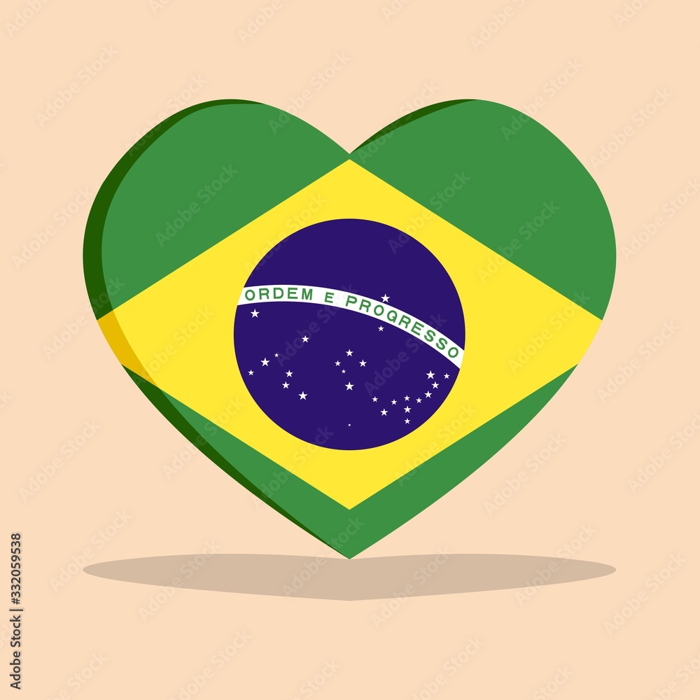 The national flag of brazil love icon isolated on cream background vector illustration