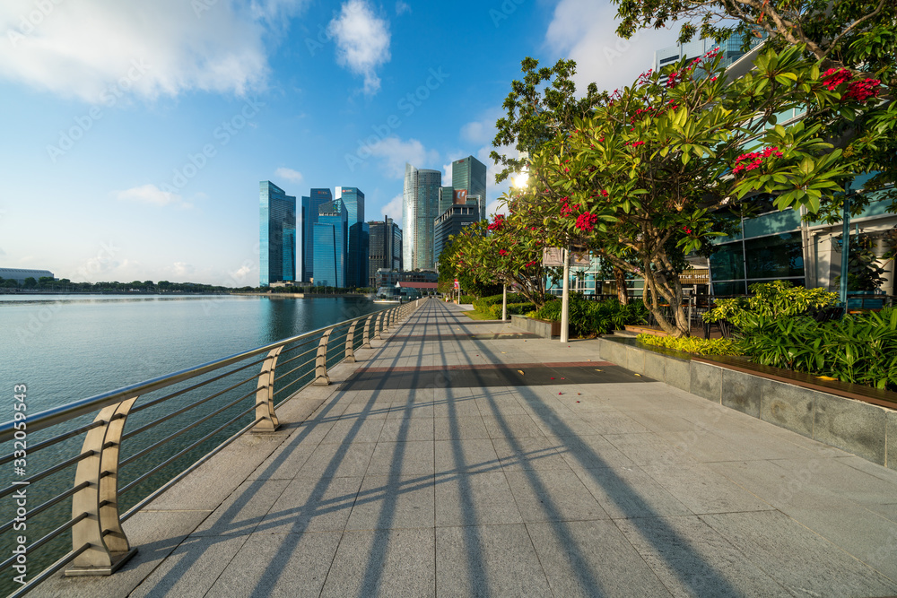 Quiet Singapore tourist spots with less tourists and cars during the pandemic of Coronavirus disease (COVID-19).