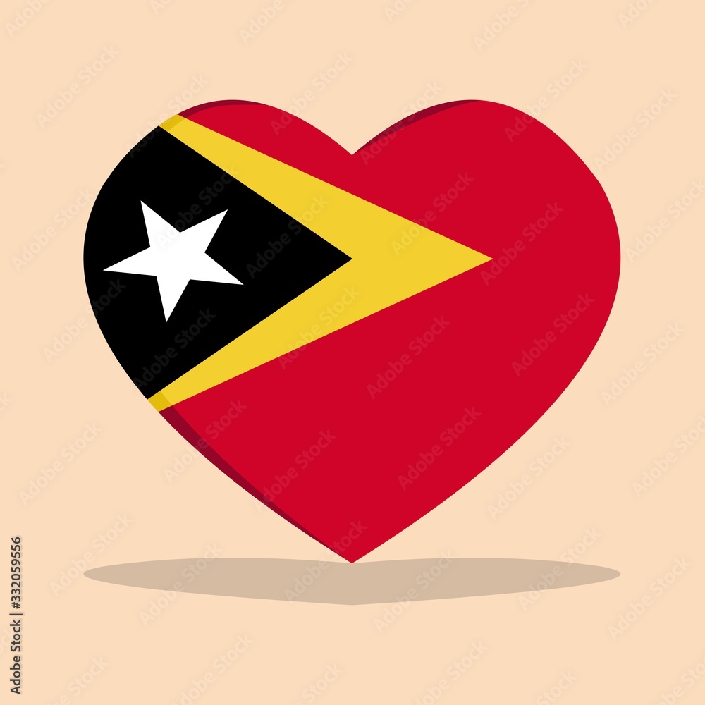 The national flag of east timor love icon isolated on cream background vector illustration The national flag of east timor love icon isolated on cream background vector illustration