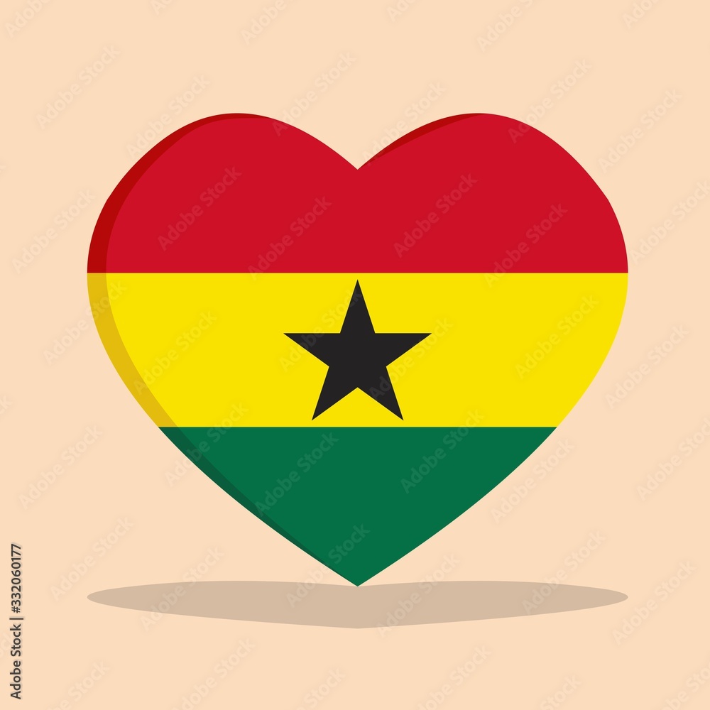 The national flag of ghana love icon isolated on cream background vector illustration