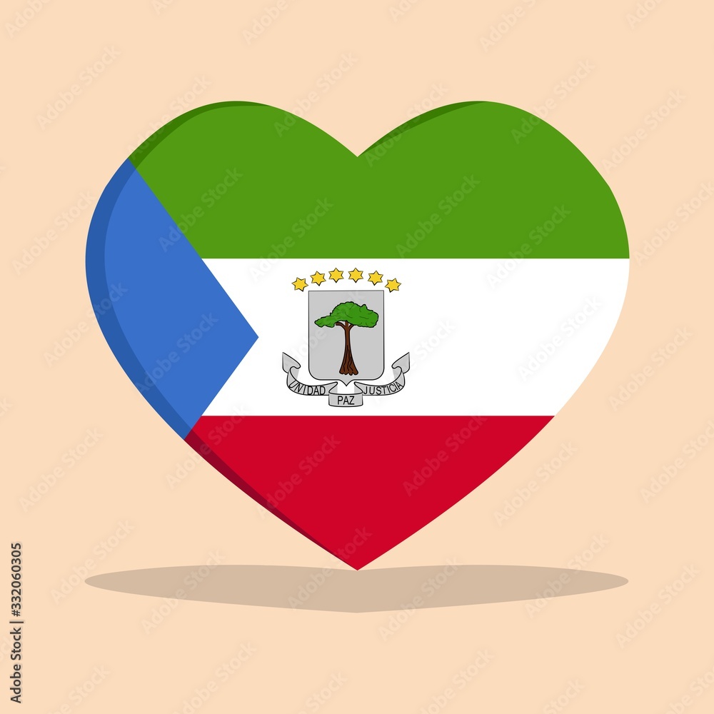 The national flag of equatorial guinea love icon isolated on cream background vector illustration The national flag of equatorial guinea love icon isolated on cream background vector illustration