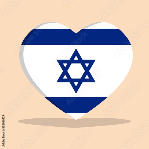 The national flag of israel love icon isolated on cream background vector illustration