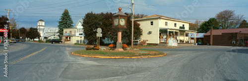 Panoramic view of Copake, New York with town clock in center photo
