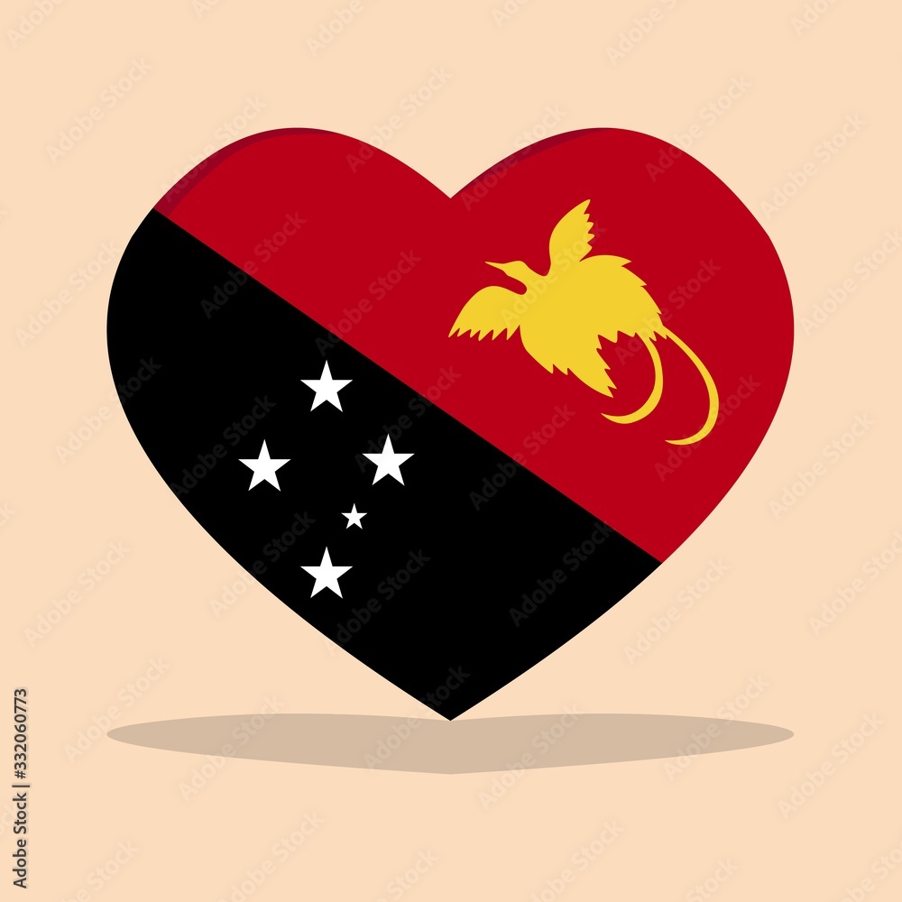 The national flag of papua new guinea love icon isolated on cream background vector illustration The national flag of papua new guinea love icon isolated on cream background vector illustration