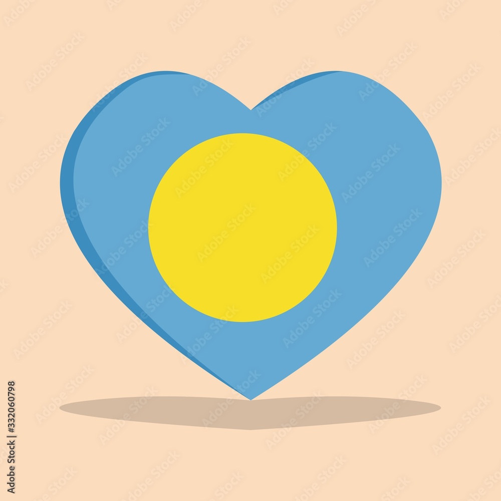The national flag of palau love icon isolated on cream background vector illustration The national flag of palau love icon isolated on cream background vector illustration