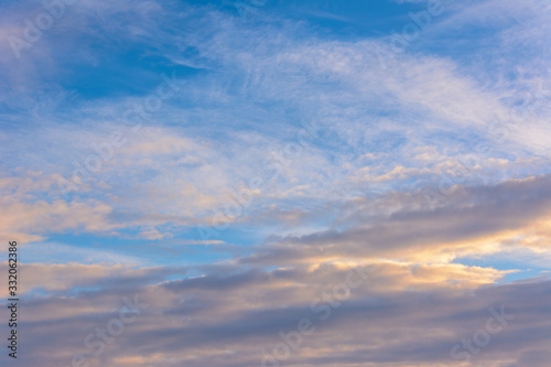 Fototapeta Naklejka Na Ścianę i Meble -  Beautiful sky at sunset. Bright clouds. Sky background.