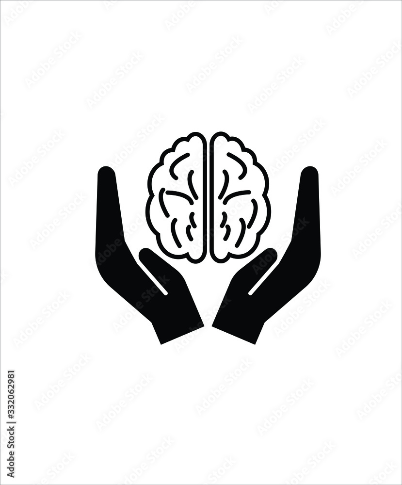 Obraz premium brain with hand flat icon,vector best flat design icon.