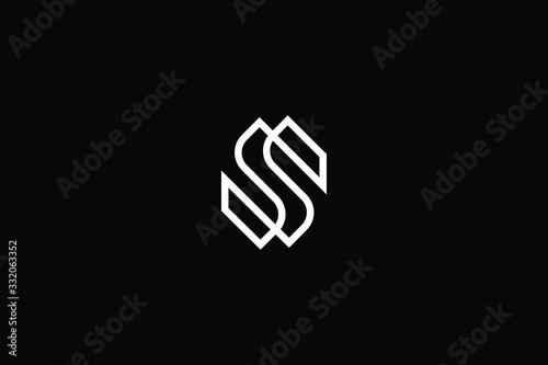 Minimal elegant monogram art logo. Outstanding professional trendy awesome artistic S SS initial based Alphabet icon logo. Premium Business logo White color on black background