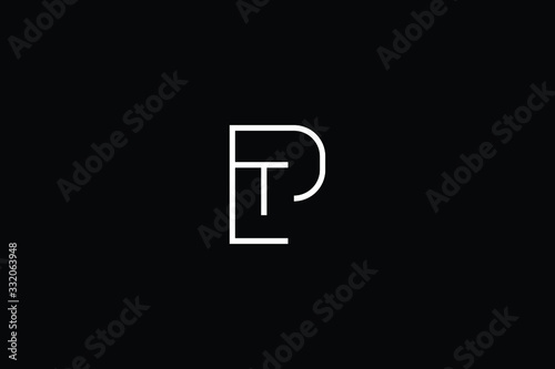 Minimal elegant monogram art logo. Outstanding professional trendy awesome artistic PT TP LP PL initial based Alphabet icon logo. Premium Business logo White color on black background