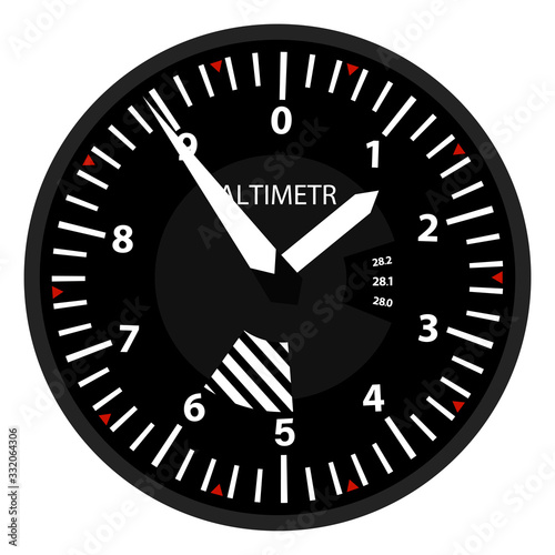vector aviation altimeter isolated on white background in flat style