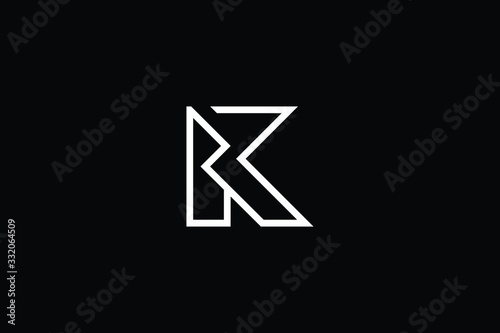 Minimal elegant monogram art logo. Outstanding professional trendy awesome artistic K BK KB initial based Alphabet icon logo. Premium Business logo White color on black background