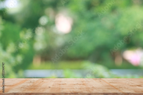 Blurred natural background with wooden