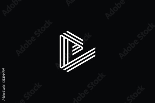 Minimal elegant monogram art logo. Outstanding professional trendy awesome artistic PD DP PL LP initial based Alphabet icon logo. Premium Business logo White color on black background