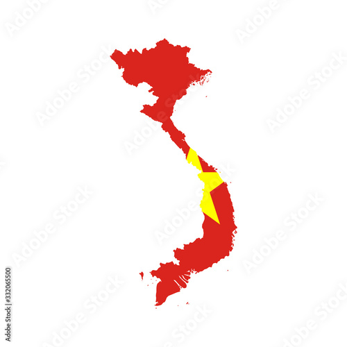 Vector illustration of Vietnam flag map. Vector map.