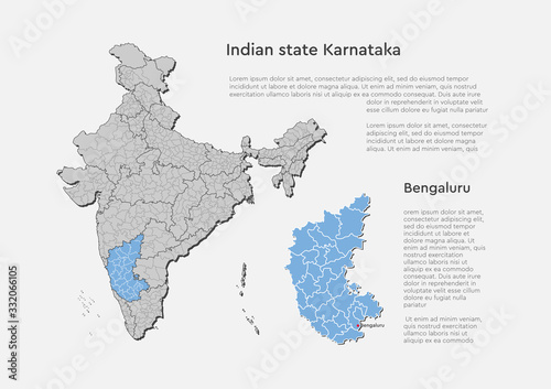 India country map and Karnataka state template