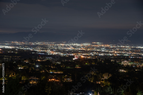 Scenic night San Fernando Valley vista, Los Angeles, California