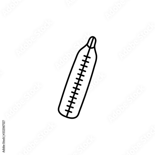 Thermometer. Doodle icon. Drawing by hand. Coloring book. Vector illustration.