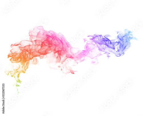 Colorful smoke on a white background.
