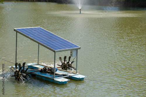 Treatment of wastewater in a fish pond using solar cell systems © Tawiwat