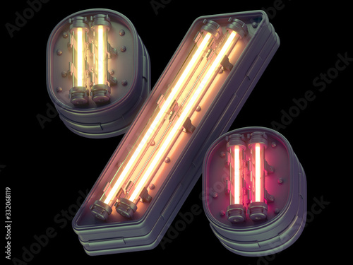 Futuristic orange light neon font