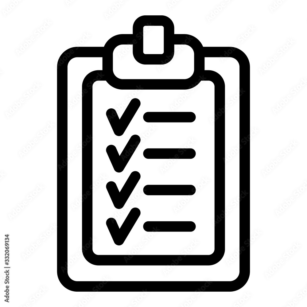 Check list icon. Outline check list vector icon for web design isolated on white background Check list icon. Outline check list vector icon for web design isolated on white background