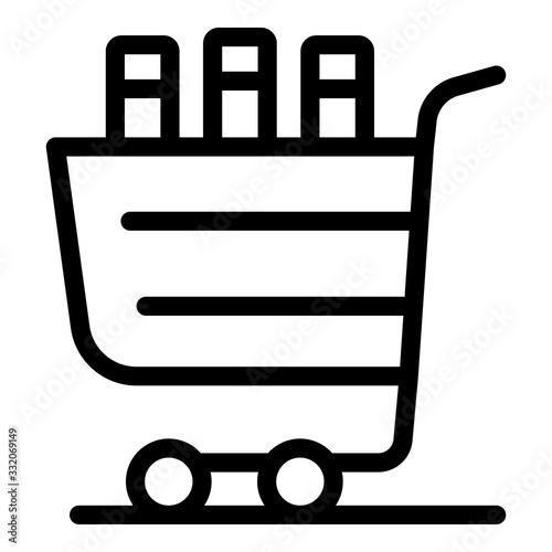 Shopping cart with books icon. Outline shopping cart with books vector icon for web design isolated on white background