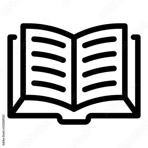 Open thick book icon. Outline open thick book vector icon for web design isolated on white background