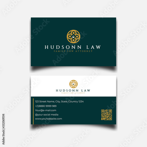 Law firm, lawyer business card minimalis with logo family design template 