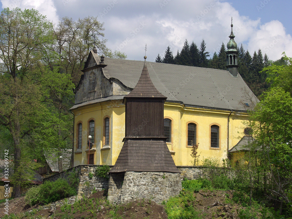 Baroque church of St. James the Greater in Zelezny Brod. Northern Bohemia, Czech Republic. Baroque church of St. James the Greater in Zelezny Brod. Northern Bohemia, Czech Republic.
