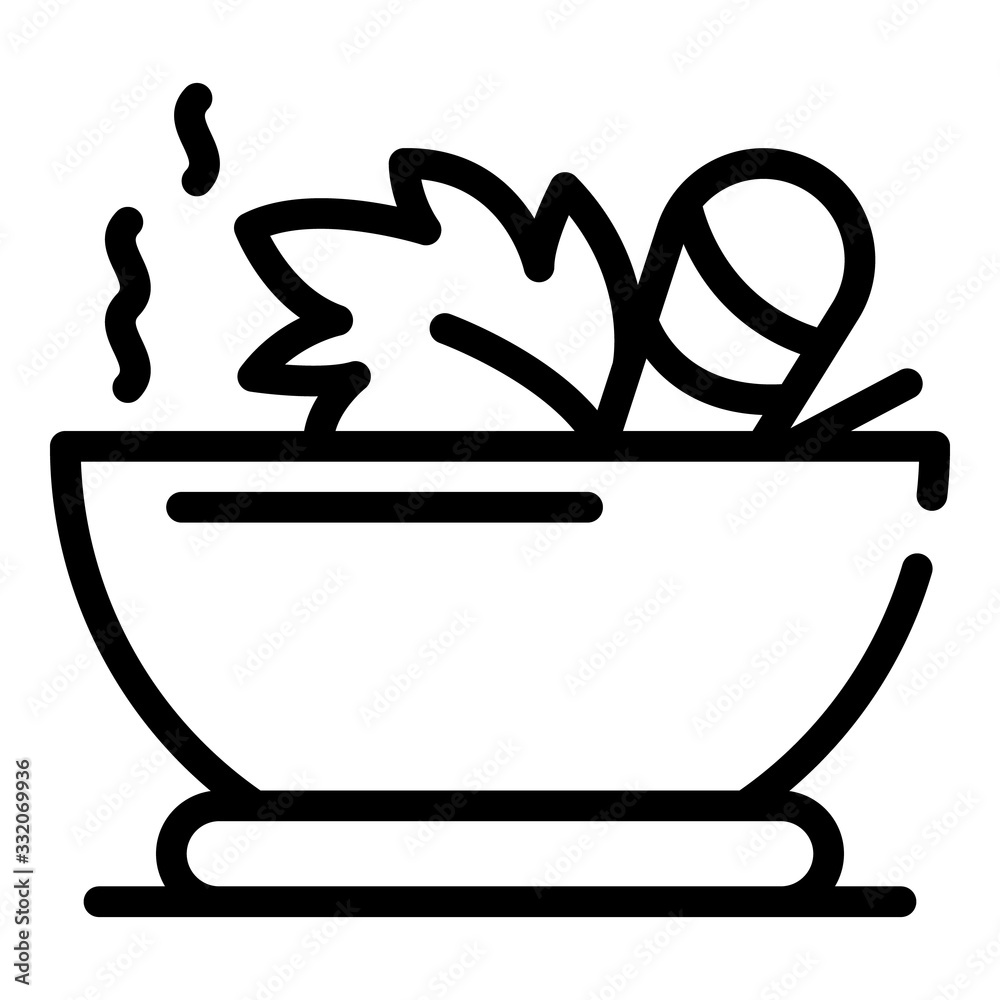 Bowl with aromatic herbs icon. Outline bowl with aromatic herbs vector icon for web design isolated on white background Bowl with aromatic herbs icon. Outline bowl with aromatic herbs vector icon for web design isolated on white background