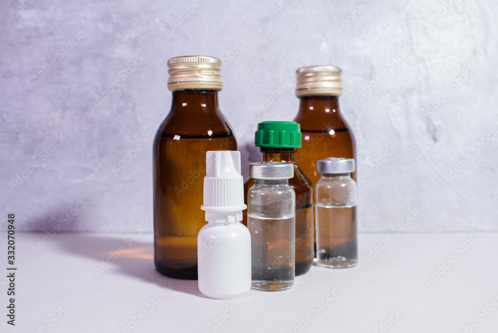 Medical jars with medicine, drugs, etc. The medicine.
