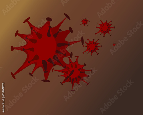 Red Covid19 viruses with Brown background