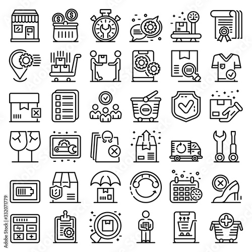 After sales service icons set. Outline set of after sales service vector icons for web design isolated on white background