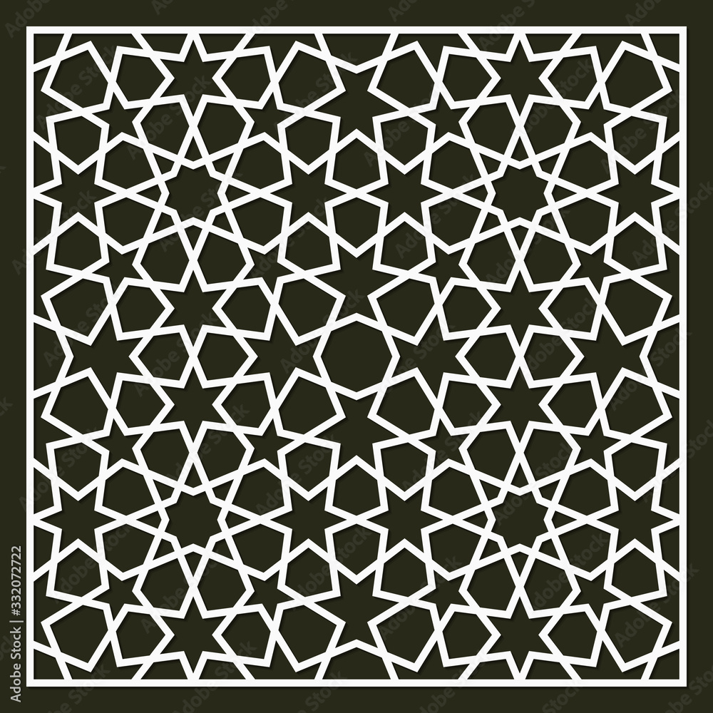 Template for laser cutting. Decorative panel with oriental geometric pattern. Template for laser cutting. Decorative panel with oriental geometric pattern.