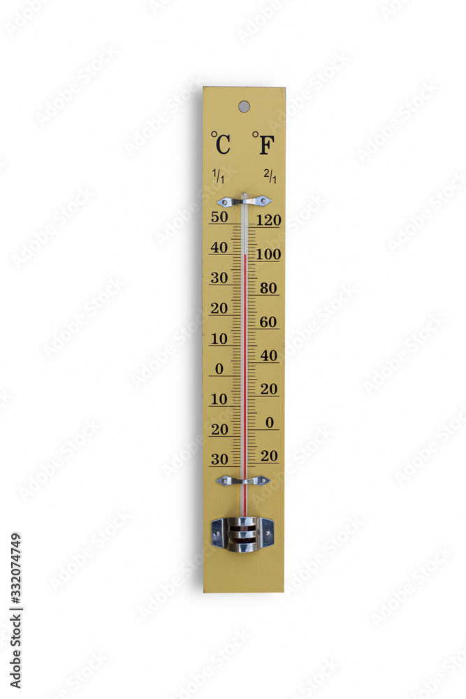 wooden thermometer scale isolated white background. wooden thermometer scale isolated white background.