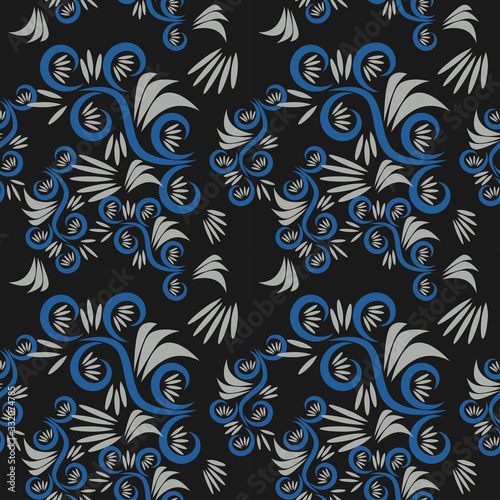 seamless floral pattern with flowers and leaves plants exotic shapes