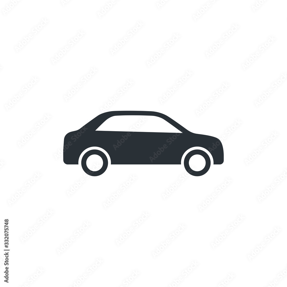 flat vector image on a white background, car icon in the form of a silhouette in black